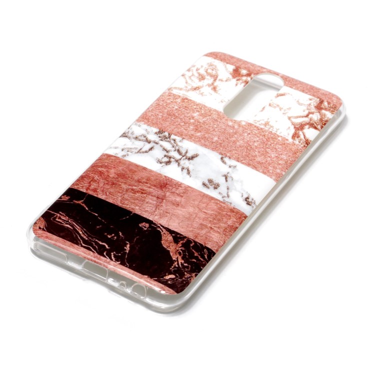 Flash Powder Marble Pattern IMD TPU Cell Phone Case for Huawei Mate 10 Lite / nova 2i / Maimang 6 / Honor 9i (India) - Rose Gold / Brown-2