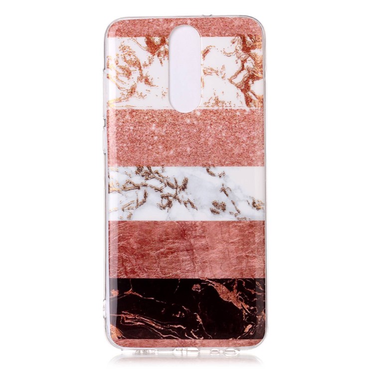 Flash Powder Marble Pattern IMD TPU Cell Phone Case for Huawei Mate 10 Lite / nova 2i / Maimang 6 / Honor 9i (India) - Rose Gold / Brown-3