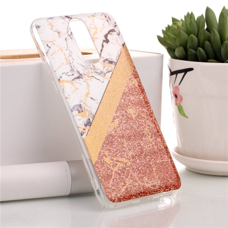 Flash Powder Marble Pattern IMD TPU Cell Phone Case Cover for Huawei Mate 10 Lite / nova 2i / Maimang 6 / Honor 9i (India) - Gold / Rose Gold-1