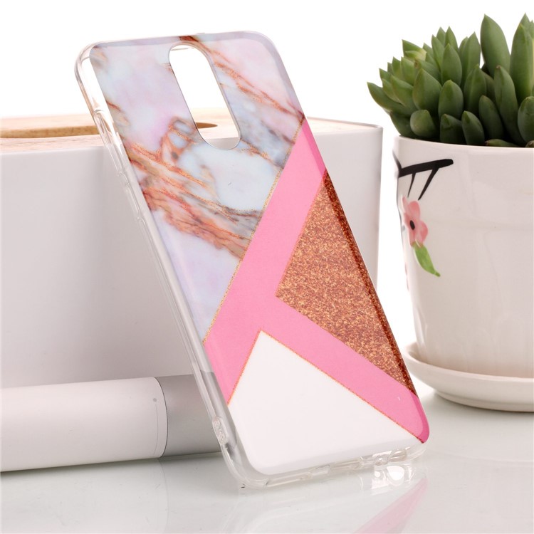 Flash Powder Marble Pattern IMD TPU Cell Phone Shell for Huawei Mate 10 Lite / nova 2i / Maimang 6 / Honor 9i (India) - Pink / Rose Gold-1