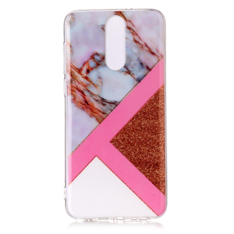Flash Powder Marble Pattern IMD TPU Cell Phone Shell for Huawei Mate 10 Lite / nova 2i / Maimang 6 / Honor 9i (India) - Pink / Rose Gold-3