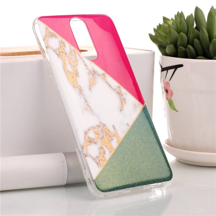 Flash Powder Marble Pattern IMD TPU Mobile Case for Huawei Mate 10 Lite / nova 2i / Maimang 6 / Honor 9i (India) - Red / Green-1