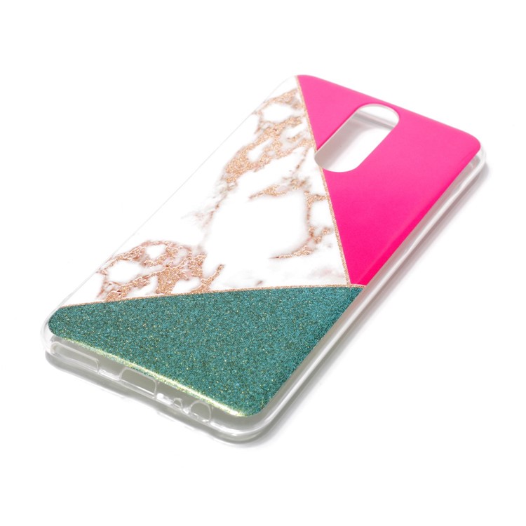 Flash Powder Marble Pattern IMD TPU Mobile Case for Huawei Mate 10 Lite / nova 2i / Maimang 6 / Honor 9i (India) - Red / Green-2