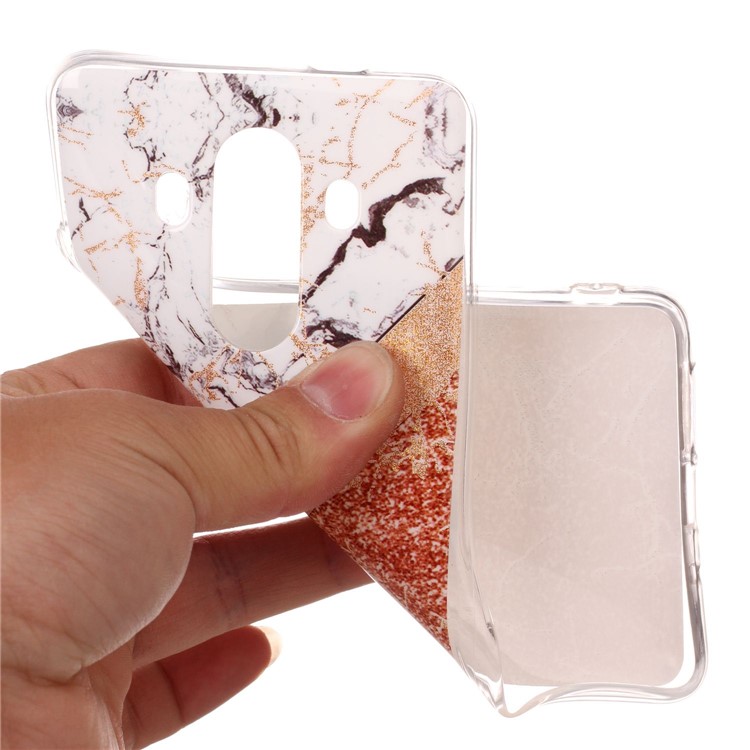 Flash Powder Marble Pattern IMD TPU Case for Huawei Mate 10 Pro - White / Rose Gold-4