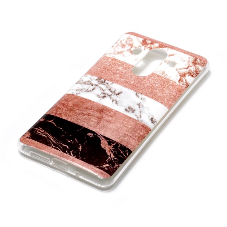 Flash Powder Marble Pattern IMD TPU Back Case for Huawei Mate 10 Pro - Rose Gold / Brown-2