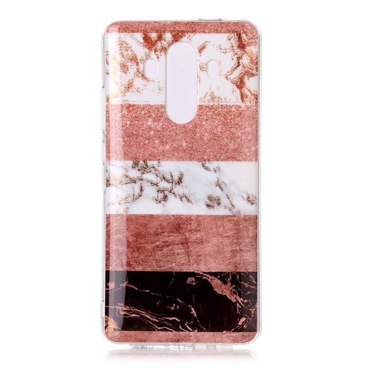 Flash Powder Marble Pattern IMD TPU Back Case for Huawei Mate 10 Pro - Rose Gold / Brown-3