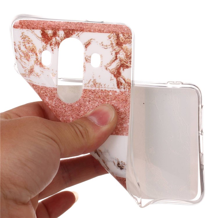 Flash Powder Marble Pattern IMD TPU Back Case for Huawei Mate 10 Pro - Rose Gold / Brown-4