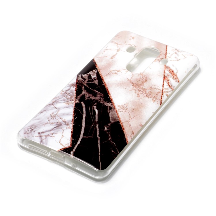 Flash Powder Marble Pattern IMD TPU Cover Case for Huawei Mate 10 Pro - White / Brown-2