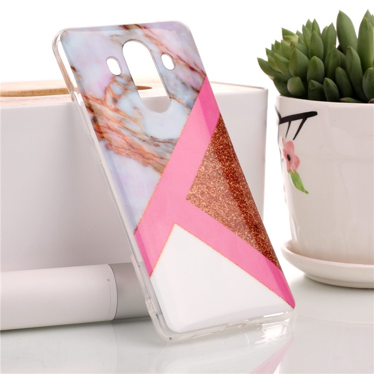 Flash Powder Marble Pattern IMD TPU Protection Case for Huawei Mate 10 Pro - Pink / Rose Gold-1