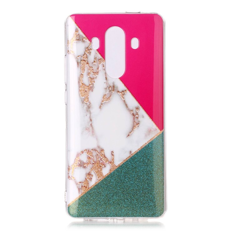 Flash Powder Marble Pattern IMD TPU Phone Cover Case for Huawei Mate 10 Pro - Red / Green-3