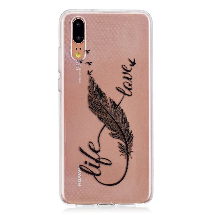 Pattern Printing Embossed TPU Case for Huawei P20 - Quill Pen-1