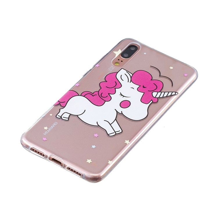 Pattern Printing Embossed TPU Back Case for Huawei P20 - Unicorn-2