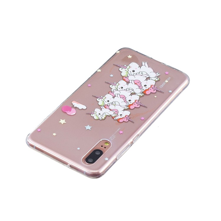 Pattern Printing Embossed TPU Protection Case for Huawei P20 - Star and Unicorn-3