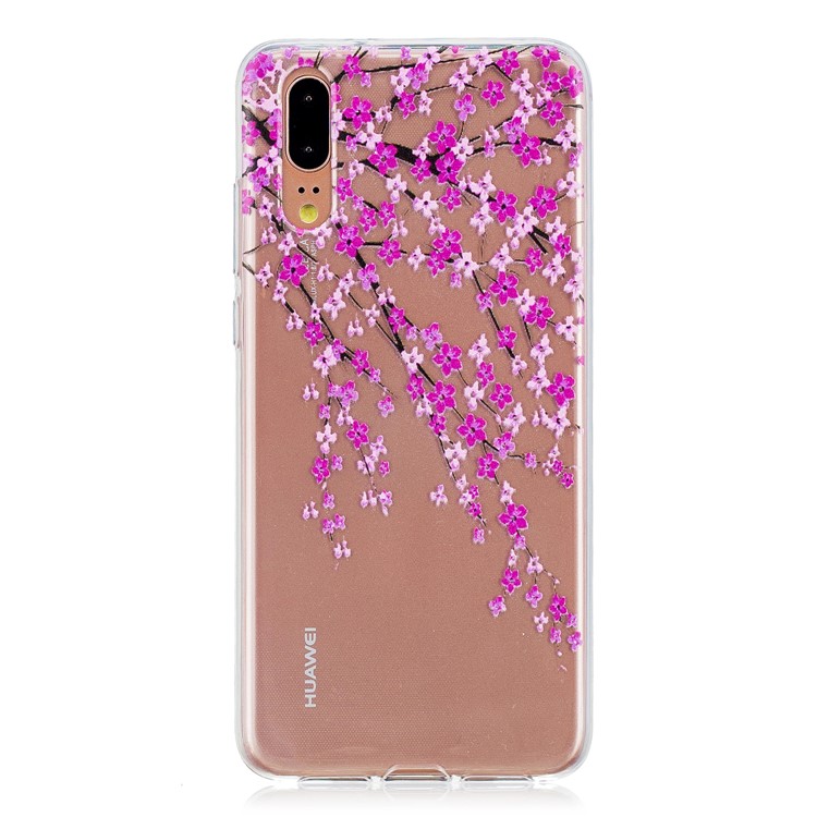 Pattern Printing Embossed TPU Gel Case for Huawei P20 - Plum Blossom-1