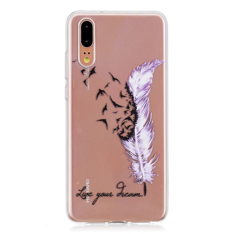 Pattern Printing Embossed TPU Cover Shell Case for Huawei P20 - Quote and Quill Pen-1