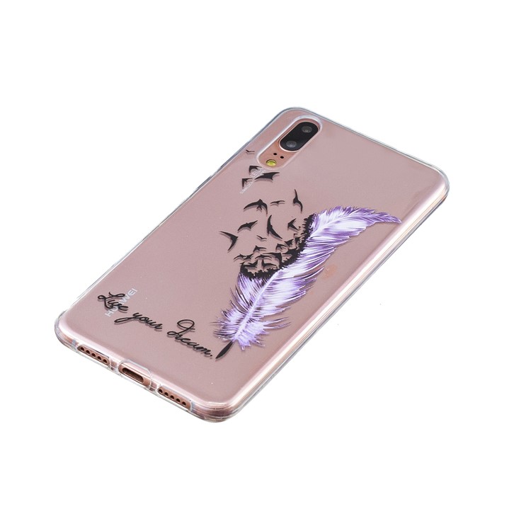 Pattern Printing Embossed TPU Cover Shell Case for Huawei P20 - Quote and Quill Pen-2
