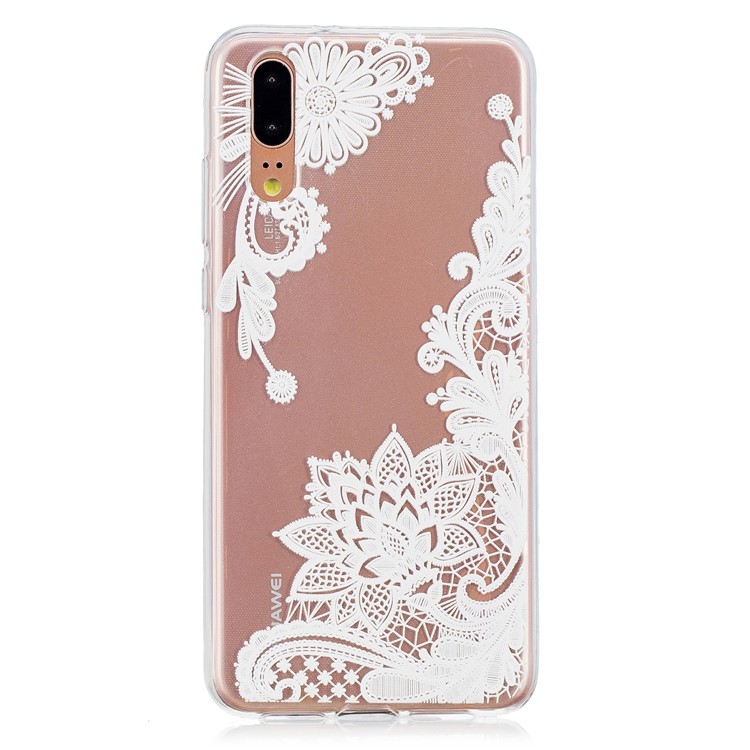 Pattern Printing Embossed TPU Case Accessory for Huawei P20 - Flower Pattern-1