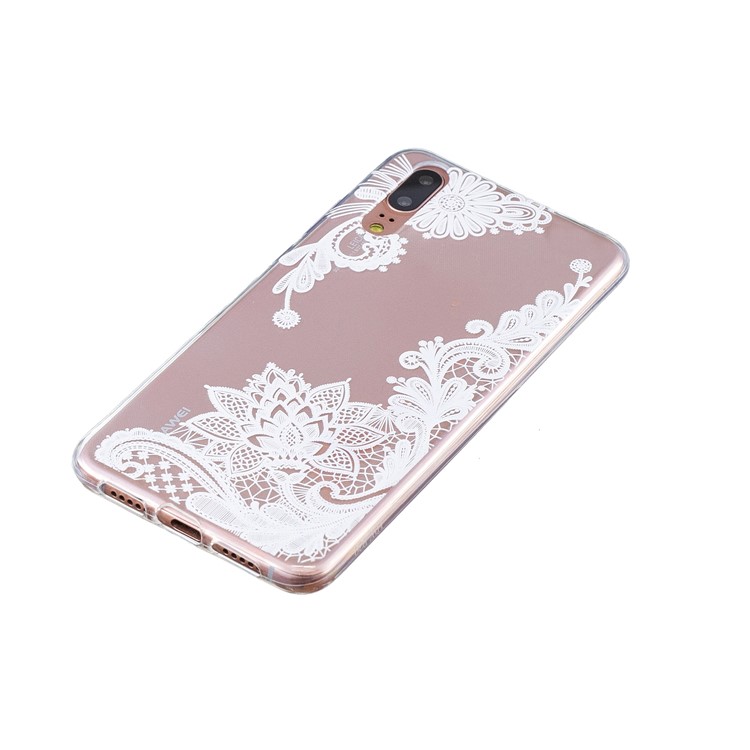 Pattern Printing Embossed TPU Case Accessory for Huawei P20 - Flower Pattern-2