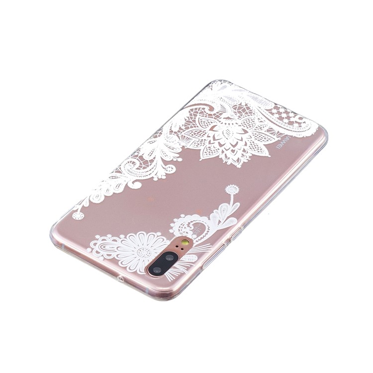 Pattern Printing Embossed TPU Case Accessory for Huawei P20 - Flower Pattern-3