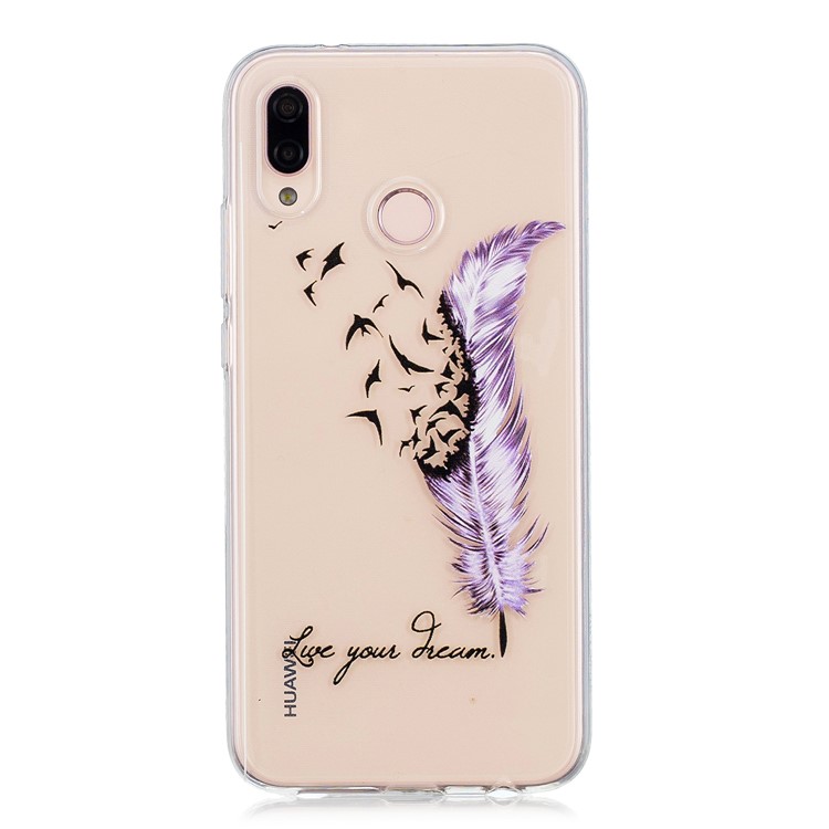 Embossment Patterned Soft TPU Gel Case for Huawei P20 Lite/Nova 3e - Purple Quill Pen-1