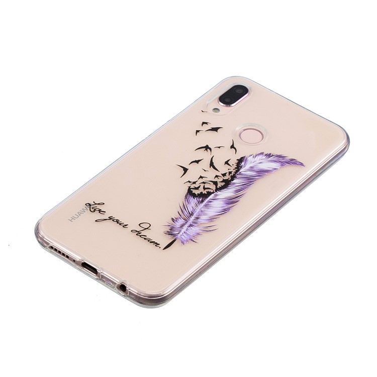 Embossment Patterned Soft TPU Gel Case for Huawei P20 Lite/Nova 3e - Purple Quill Pen-2