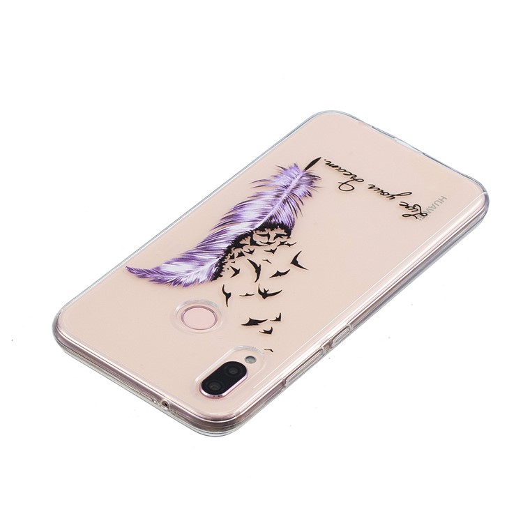 Embossment Patterned Soft TPU Gel Case for Huawei P20 Lite/Nova 3e - Purple Quill Pen-3