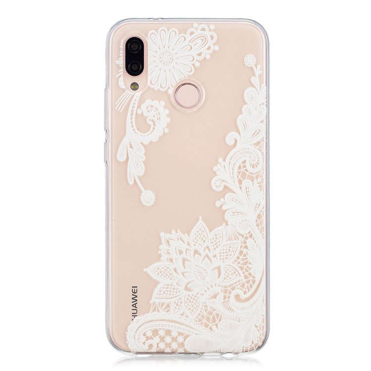 Embossment Patterned Soft TPU Phone Cover for Huawei P20 Lite/Nova 3e - White Flower-1