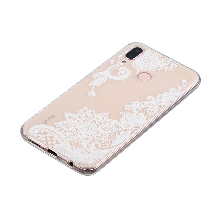 Embossment Patterned Soft TPU Phone Cover for Huawei P20 Lite/Nova 3e - White Flower-2