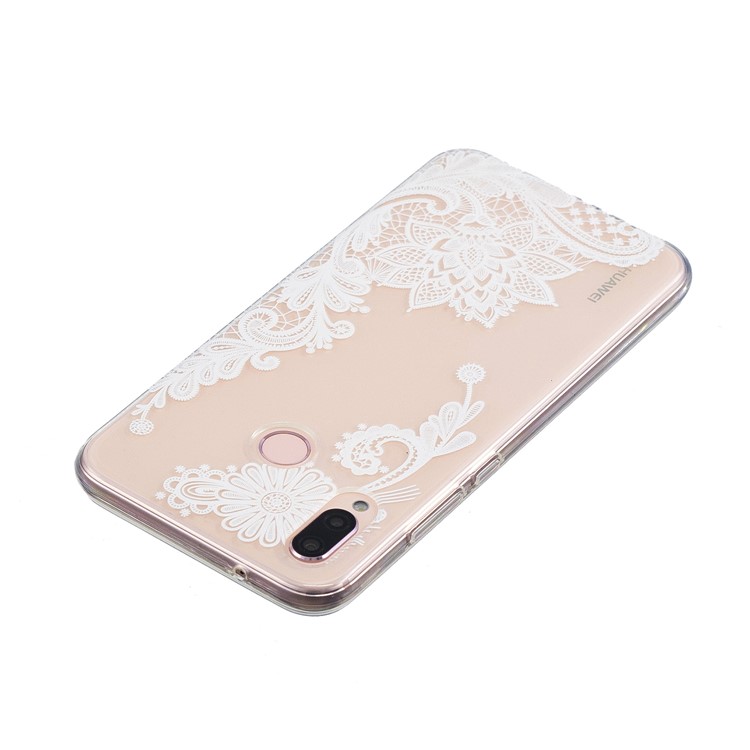 Embossment Patterned Soft TPU Phone Cover for Huawei P20 Lite/Nova 3e - White Flower-3