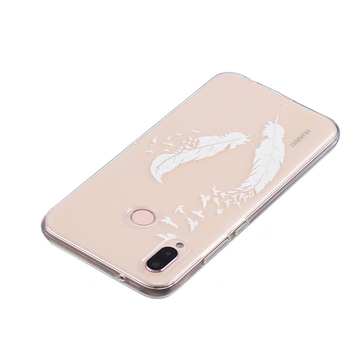 Embossment Patterned Soft TPU Phone Casing for Huawei P20 Lite/Nova 3e - White Quill Pens-3