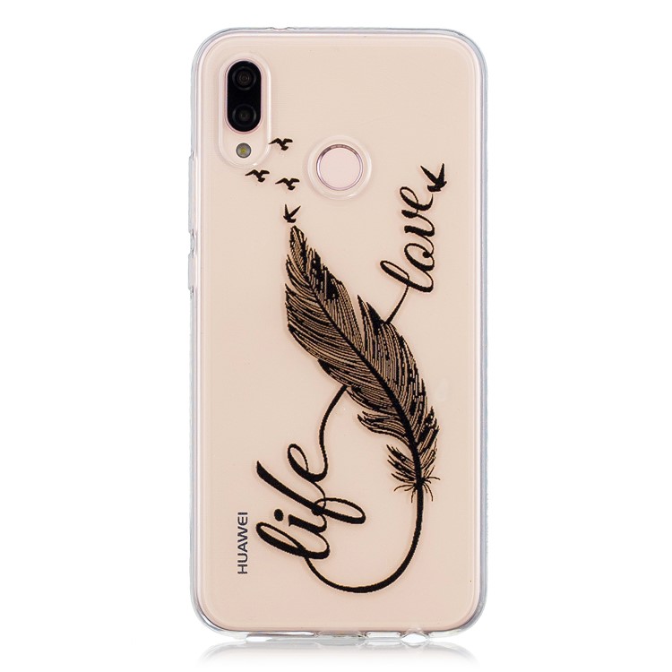 Embossment Patterned Soft TPU Phone Case for Huawei P20 Lite/Nova 3e - Quill Pen and Words-1