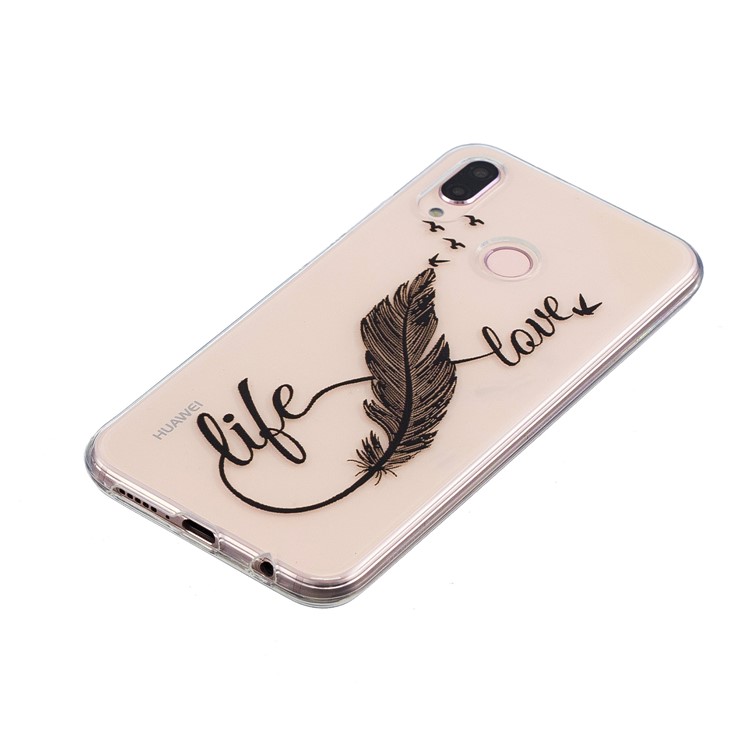 Embossment Patterned Soft TPU Phone Case for Huawei P20 Lite/Nova 3e - Quill Pen and Words-2