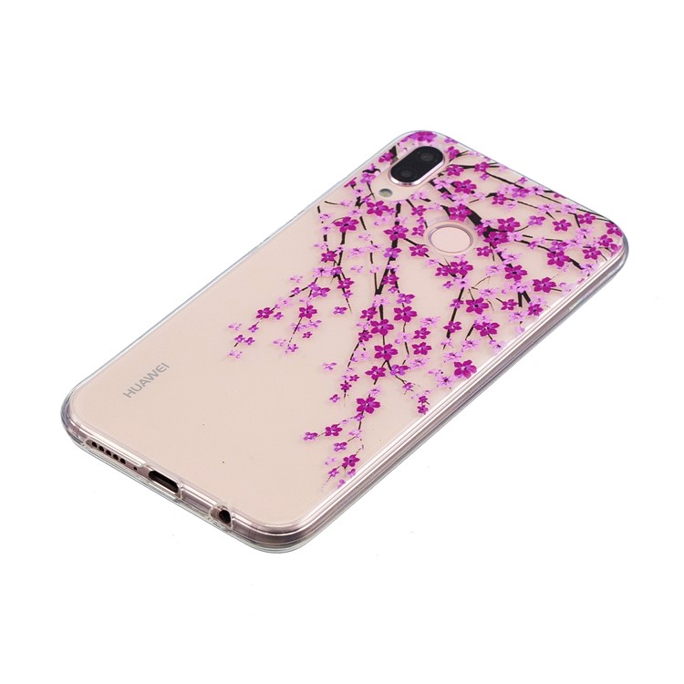 Embossment Patterned Soft TPU Cell Phone Case for Huawei P20 Lite/Nova 3e - Plum Blossom-2