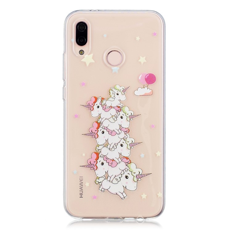 Embossment Patterned Soft TPU Cover Casing for Huawei P20 Lite/Nova 3e - Unicorns and Stars-1