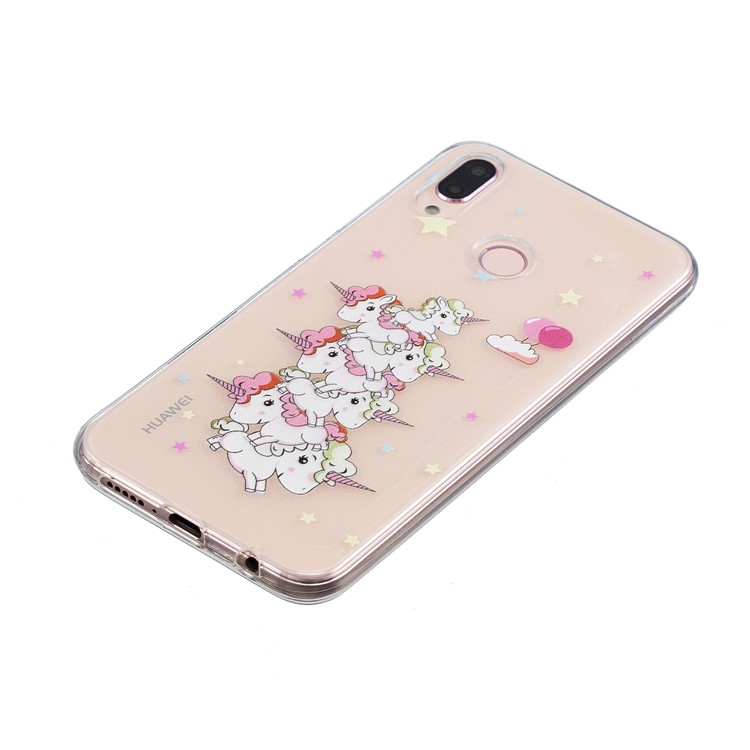 Embossment Patterned Soft TPU Cover Casing for Huawei P20 Lite/Nova 3e - Unicorns and Stars-2