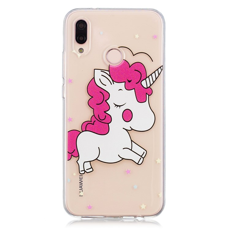 Embossment Patterned Soft TPU Mobile Cover for Huawei P20 Lite/Nova 3e - Shy Unicorn-1