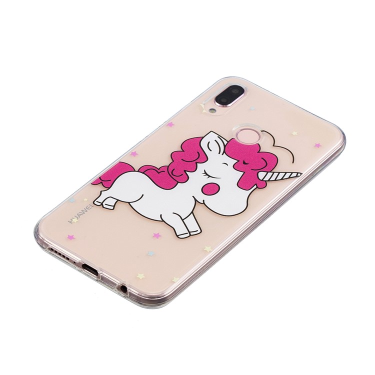 Embossment Patterned Soft TPU Mobile Cover for Huawei P20 Lite/Nova 3e - Shy Unicorn-2