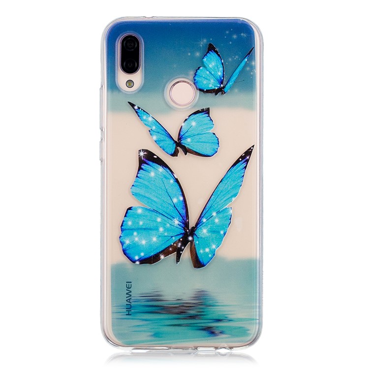Embossment Patterned Soft TPU Mobile Phone Case for Huawei P20 Lite/Nova 3e - Butterflies on Lake-1