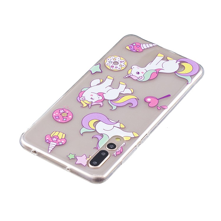 Embossment Patterned Soft TPU Gel Case for Huawei P20 Pro - Playing Unicorns-3
