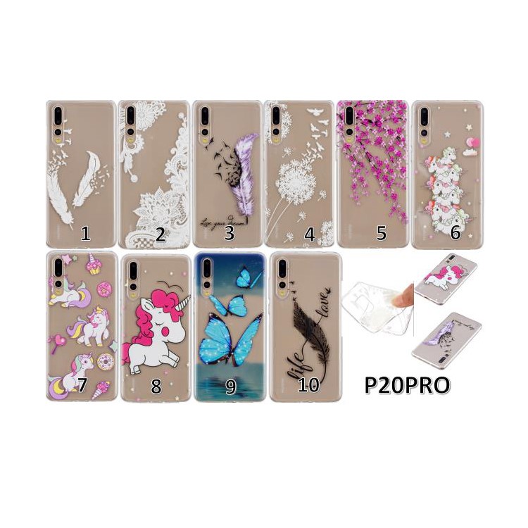 Embossment Patterned Soft TPU Gel Case for Huawei P20 Pro - Playing Unicorns-4