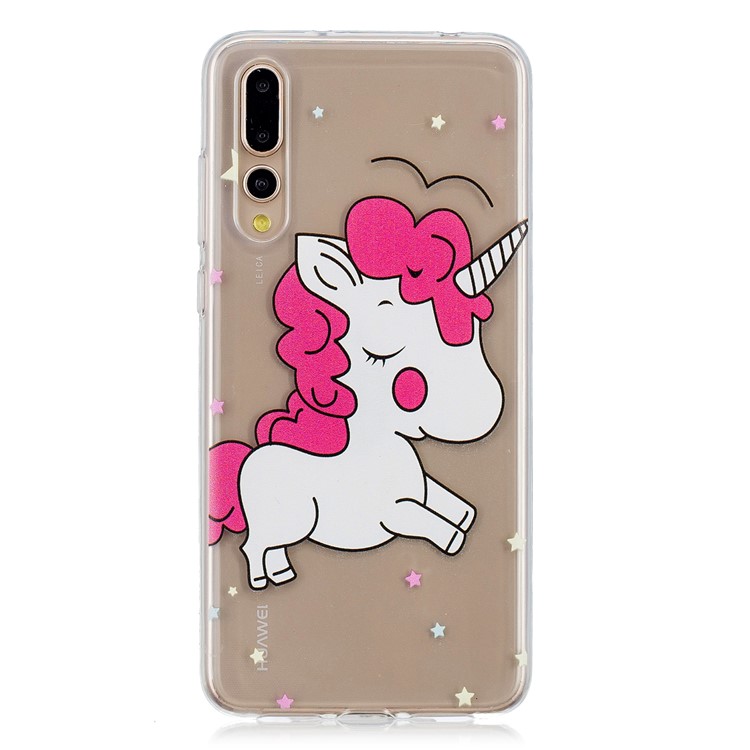 Embossment Patterned Soft TPU Gel Cover for Huawei P20 Pro - Shy Unicorn-1