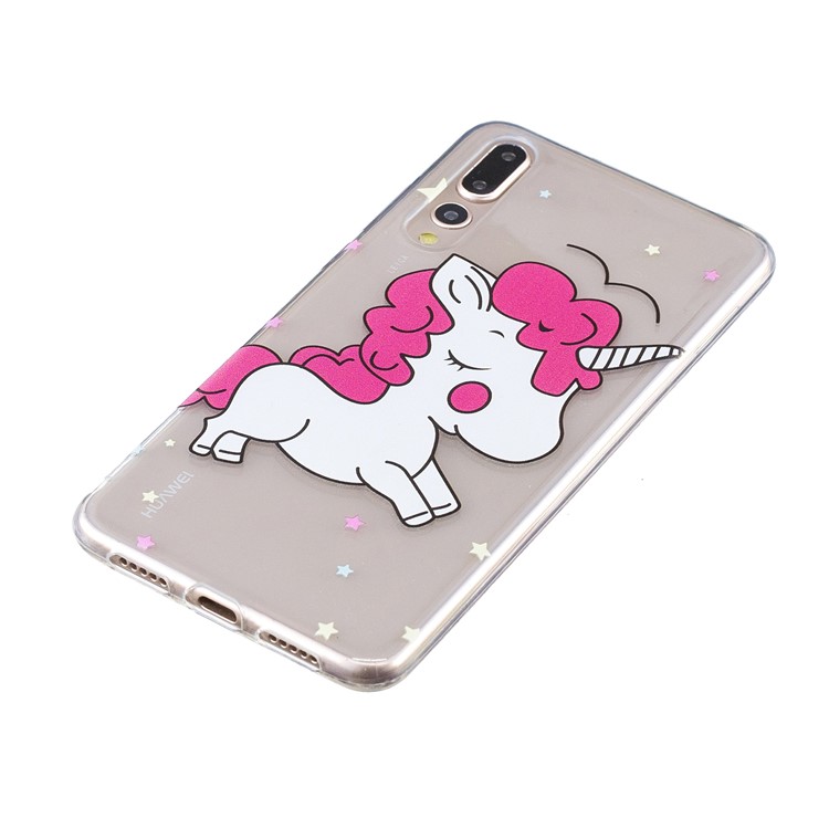 Embossment Patterned Soft TPU Gel Cover for Huawei P20 Pro - Shy Unicorn-2