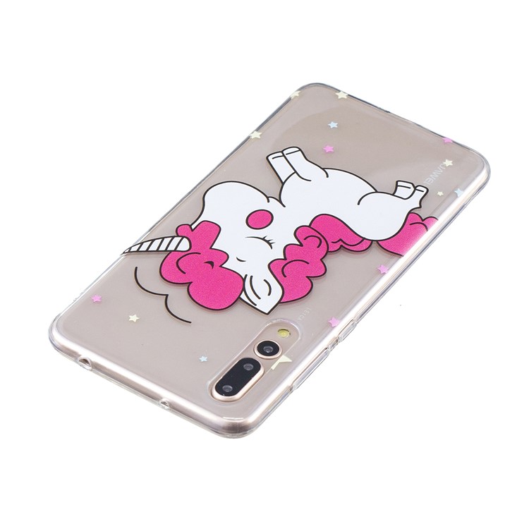 Embossment Patterned Soft TPU Gel Cover for Huawei P20 Pro - Shy Unicorn-3