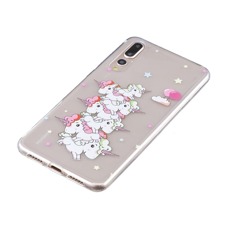 Embossment Patterned Soft TPU Gel Back Case for Huawei P20 Pro - Unicorns and Stars-2