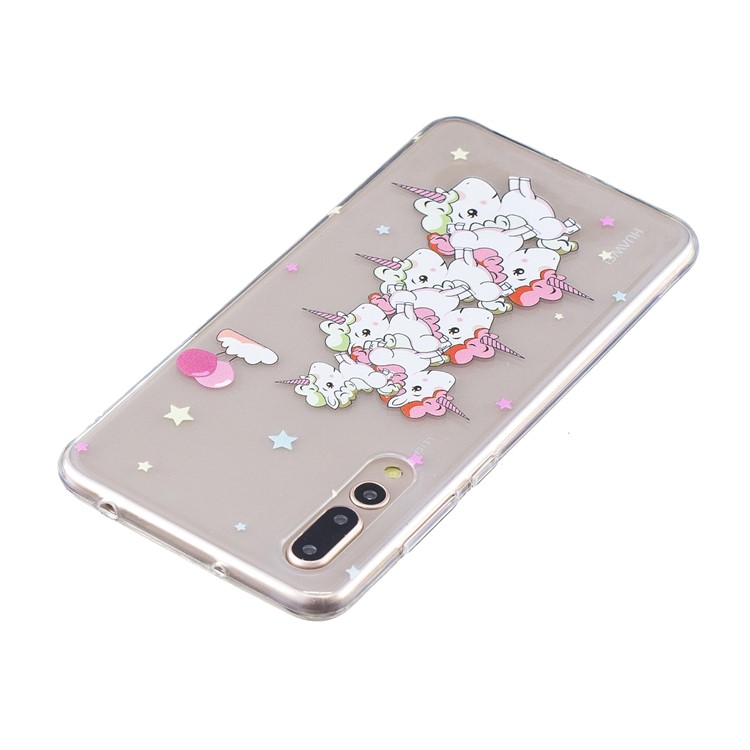 Embossment Patterned Soft TPU Gel Back Case for Huawei P20 Pro - Unicorns and Stars-3