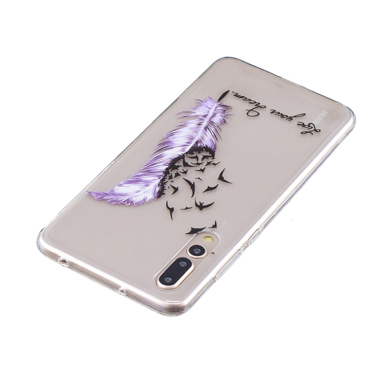 Embossment Patterned Soft TPU Phone Case for Huawei P20 Pro - Purple Quill Pen-3