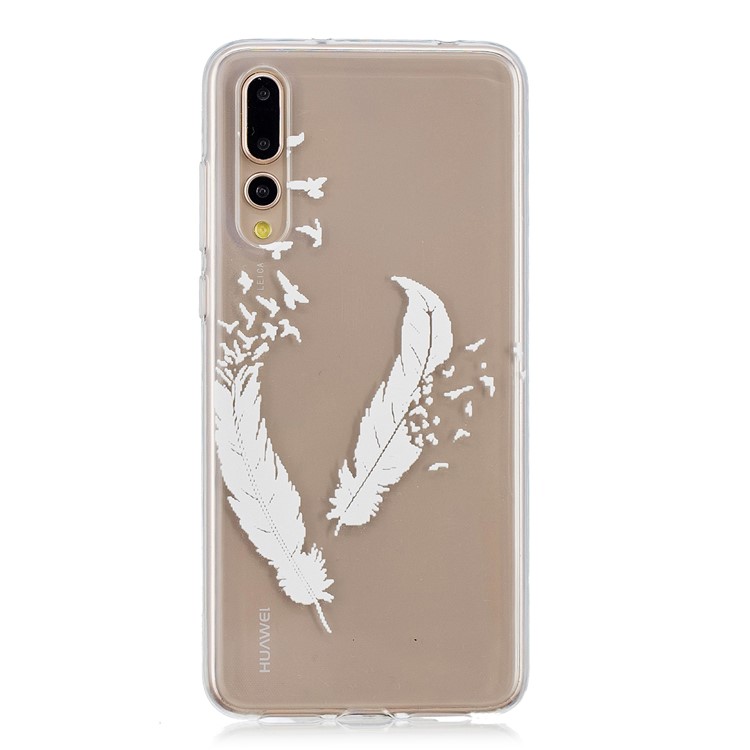 Embossment Patterned Soft TPU Mobile Cover for Huawei P20 Pro - White Quill Pens-1