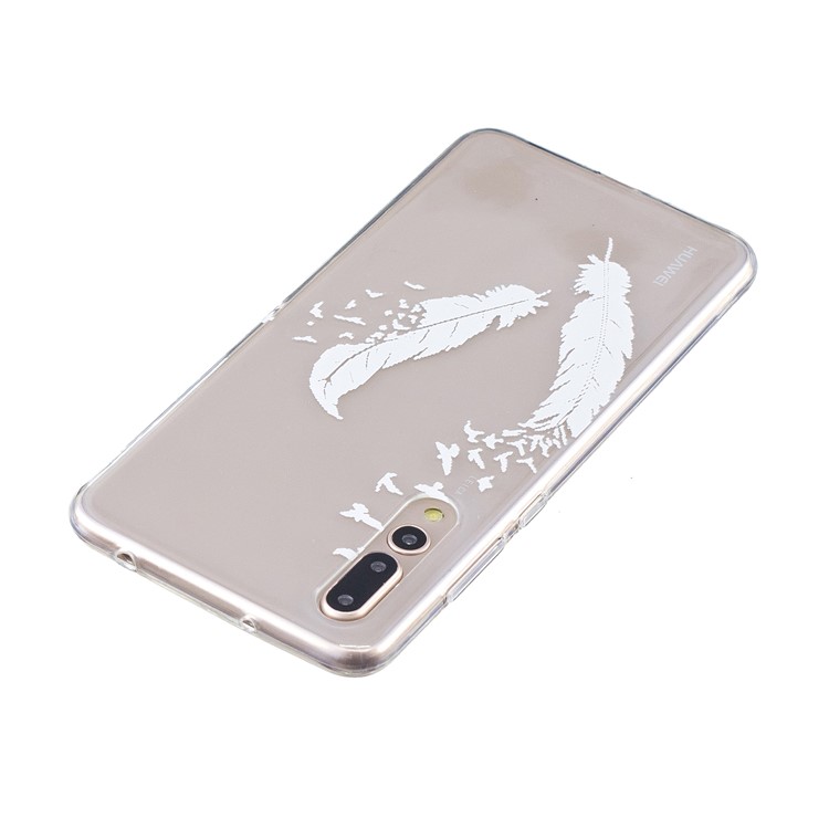 Embossment Patterned Soft TPU Mobile Cover for Huawei P20 Pro - White Quill Pens-3