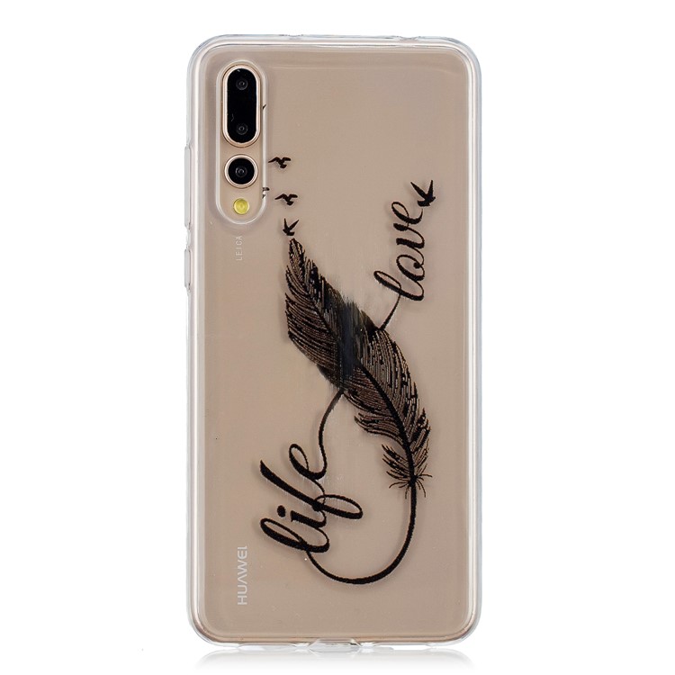 Embossment Patterned Soft TPU Protective Case for Huawei P20 Pro - Quill Pen and Words-1