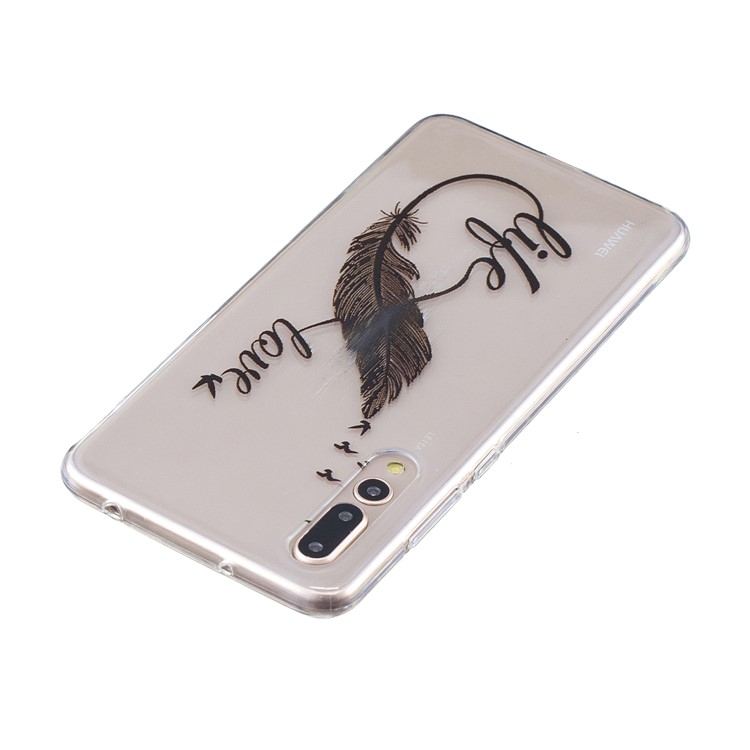 Embossment Patterned Soft TPU Protective Case for Huawei P20 Pro - Quill Pen and Words-3